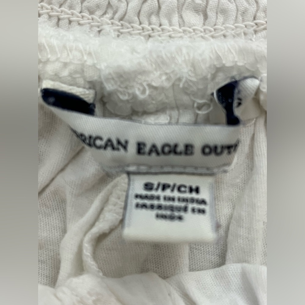 American Eagle White Swiss Dot Crochet Trim White Cotton Shorts Sequins Sz Small - Picture 2 of 13